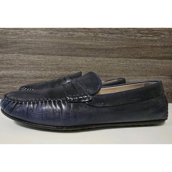 Donald J Pliner Mens Blue Leather Penny Loafers Size 13 Driving Shoes - Picture 8 of 8